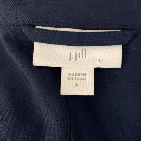 J Jill Jacket Womens Large Blue Zip Front Pockets Linen Blend Drawstrings - Picture 4 of 9